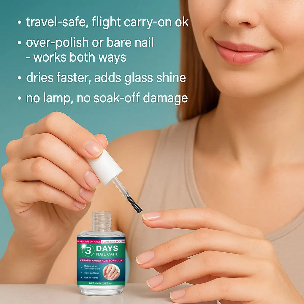 3 Days Nail Care Oil Keratin Amino Acid Formula Fast Dry 90s Salon Shine No Chip Deep Moisture Nail Strengthener,15ml