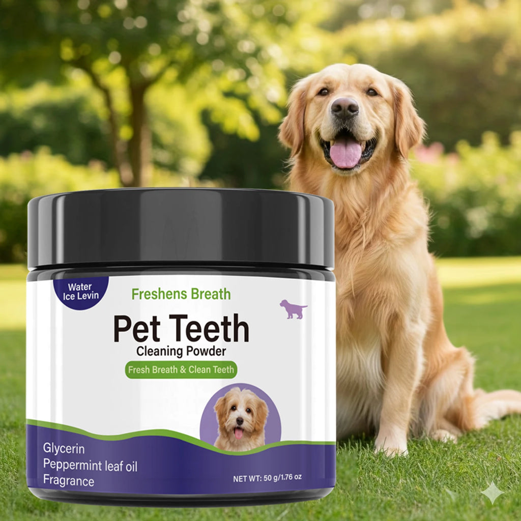 Pet Teeth Cleaning Powder for Dogs - Freshens Breath, Cleans Teeth with Peppermint Oil