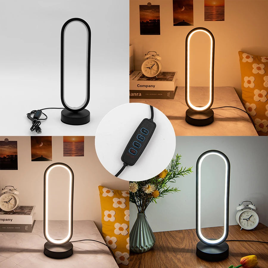 Bedroom Ring Night Lamp Living Room Three Color Dimmable Bed Lamp Led Night Lamp Ambient Light Desk Nightstand Table Accessories