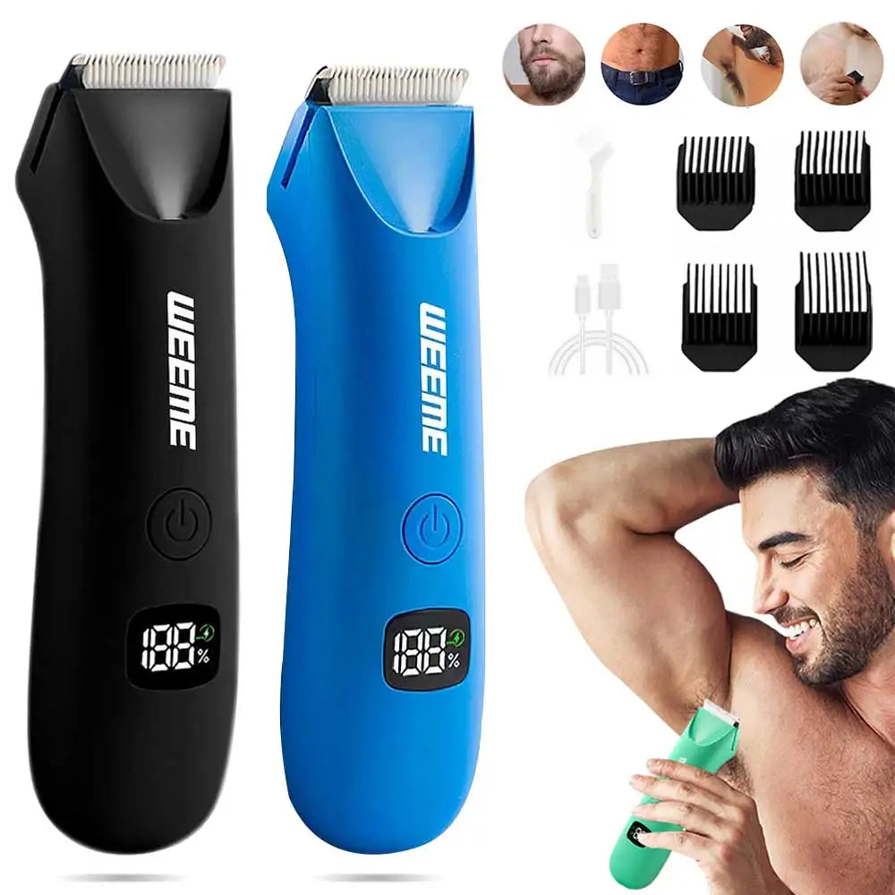 Men's Body Grooming Trimmer with Digital Display, Multi-Functional Electric Hair Removal, Portable Quick Body Hair Trimmer