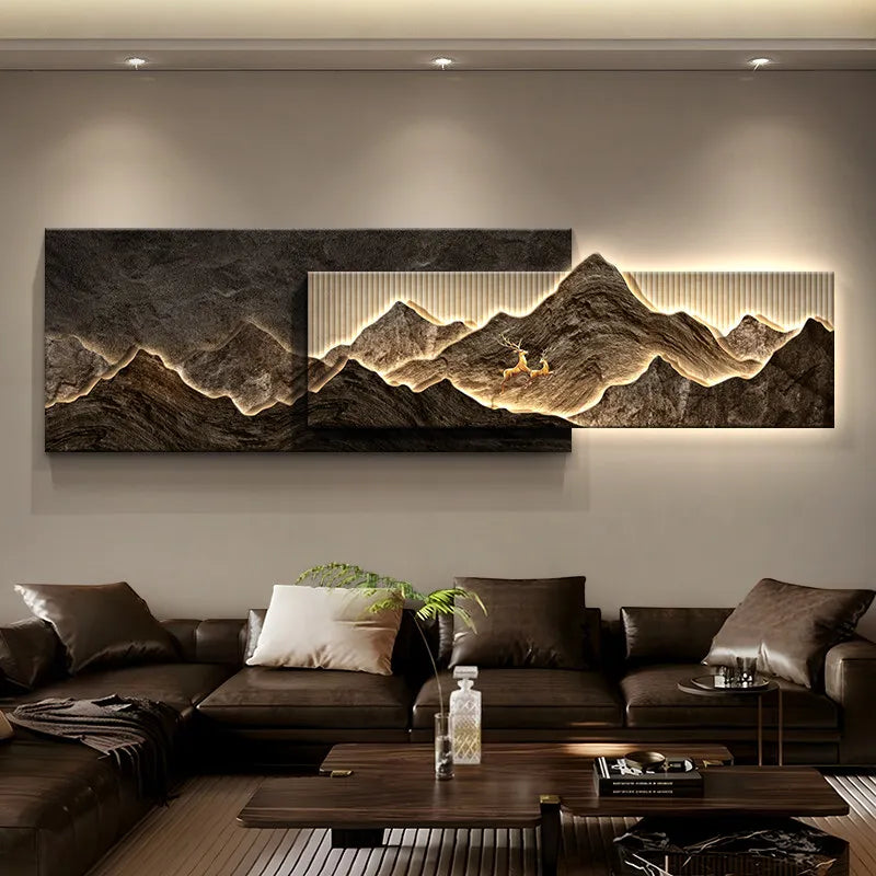 Modern Living Room Decoration Painting Led Luxury Sofa Background Wall Painting Lamp Landscape Luster Hanging Home Appliance