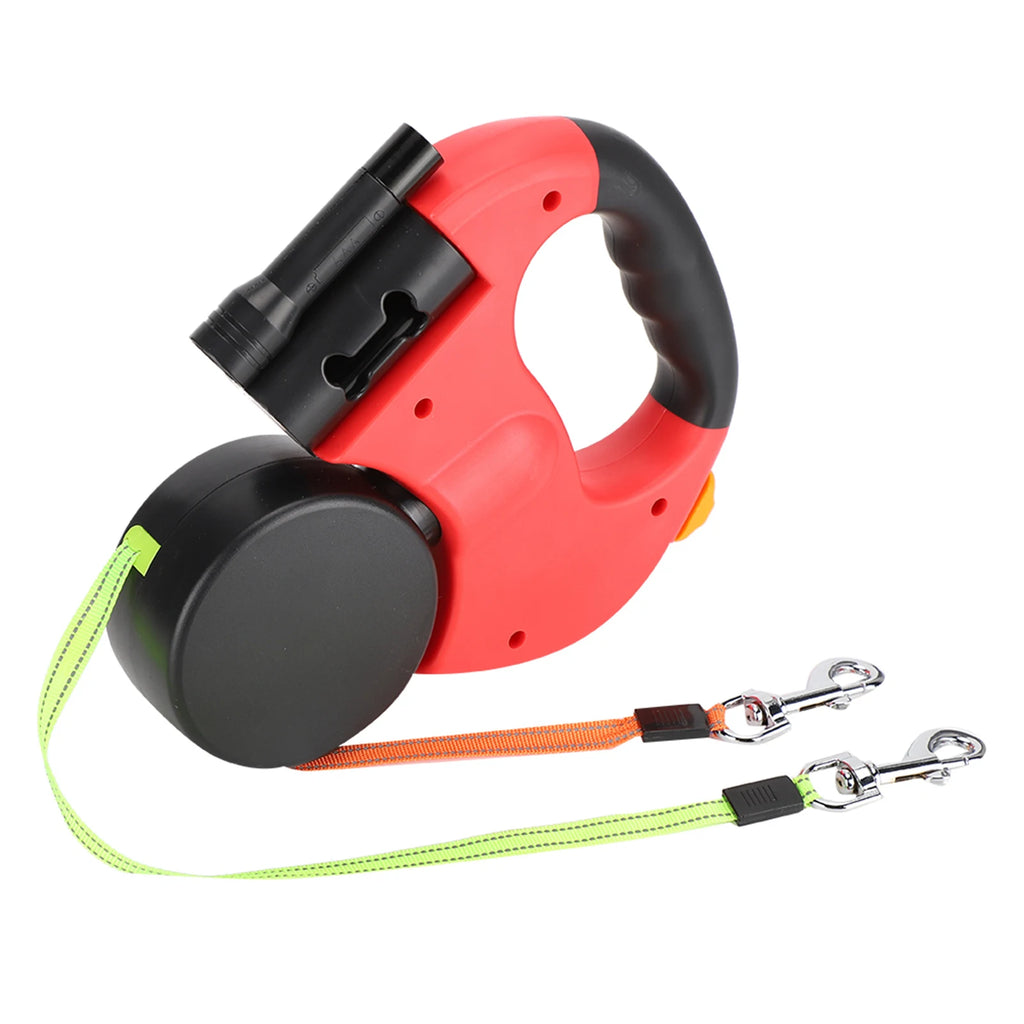Pet Product Pet Walking  Automatic Extendable Flexible Dog Cat Traction Rope Dual Headed Hand Holding with LED Light