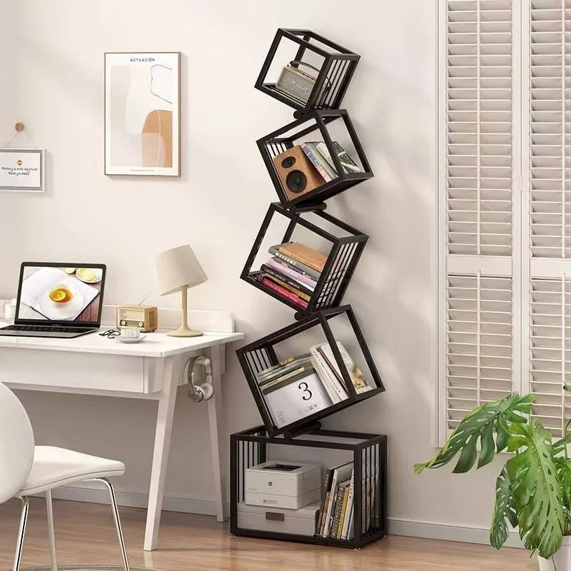 Modern Living Room Decor Iron Art Shelf Office Study Bookcase Multi-layer Storage Rack for Organizing Books And Decorations