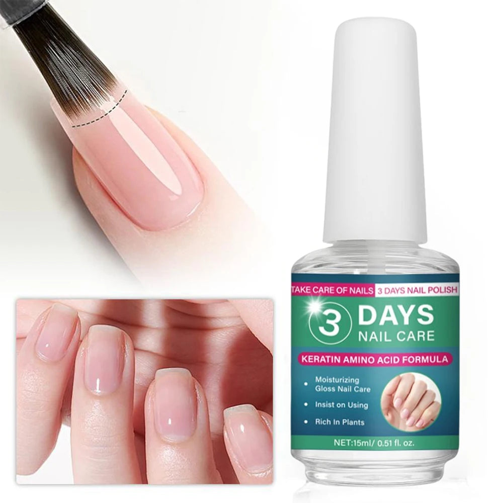 3 Days Nail Care Oil Keratin Amino Acid Formula Fast Dry 90s Salon Shine No Chip Deep Moisture Nail Strengthener,15ml