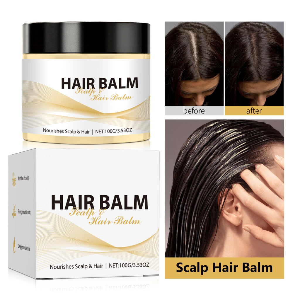Scalp Hair Balm 100g Nourishes Strengthens Hair Roots Reduces Frizz Repairs Damage Deep Conditioning Care for Smooth Shiny Hair