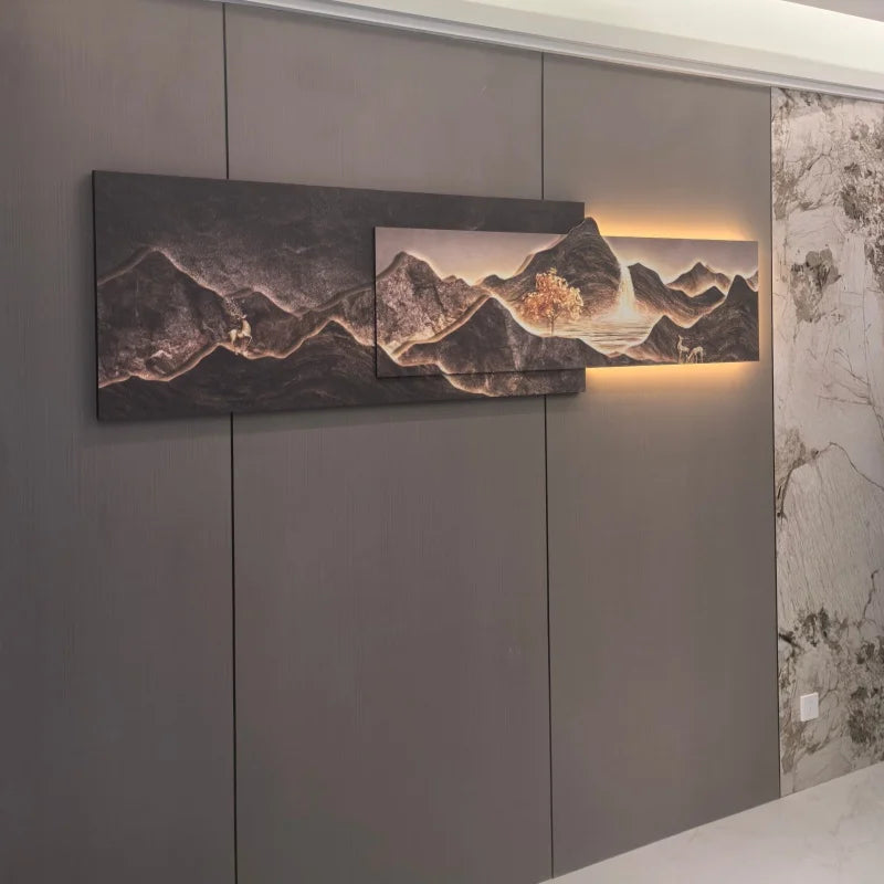 Modern Living Room Decoration Painting Led Luxury Sofa Background Wall Painting Lamp Landscape Luster Hanging Home Appliance