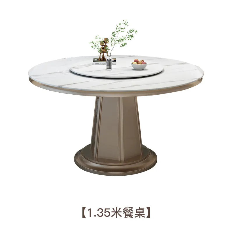 Dining Room Furniture American Light Luxury Rock Slab Dining Table Modern Simple Round High-end French Solid Wood Dining Table
