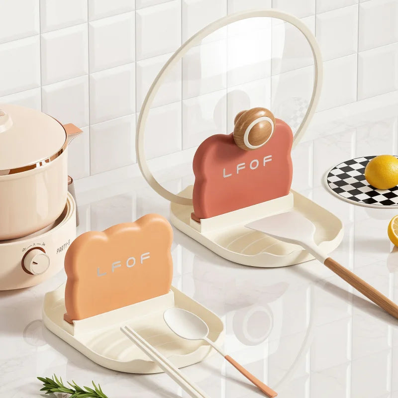 Kitchen Bear Pot Lid Rack, Countertop Style Spoon And Fork Storage Rack, Household Spatula Storage Rack, Can Drain Water