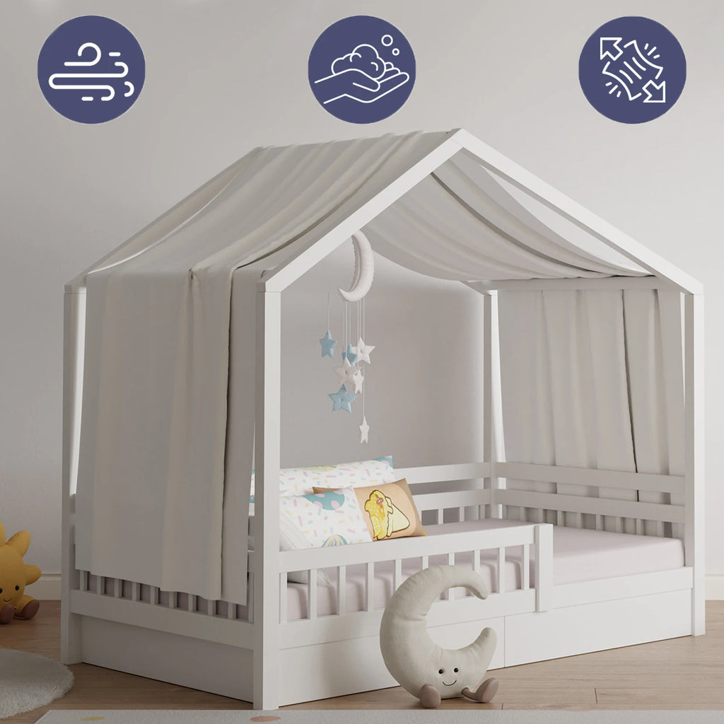 House Bed Canopy, Canopy House Beds Made of Cotton Muslin, Fabric Canopy for House Canopy Bed Children's Room Decoration