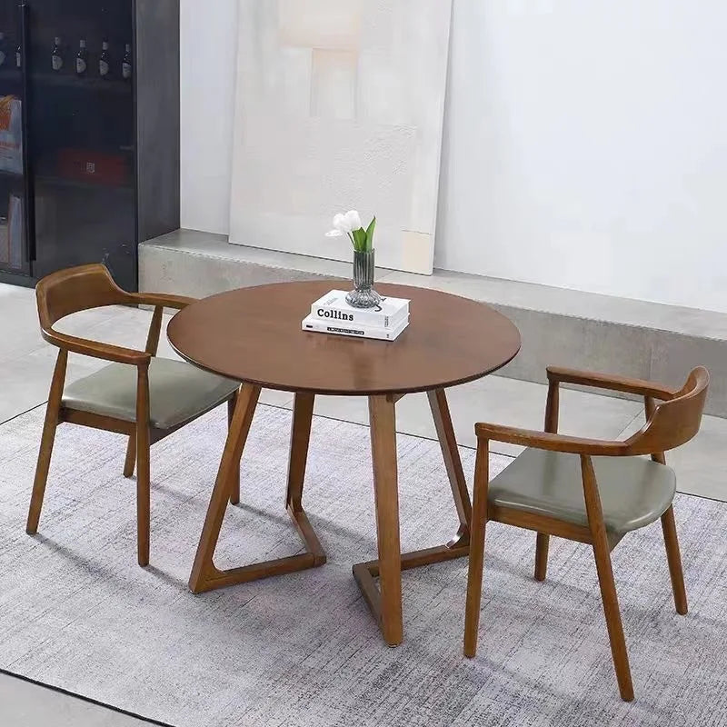 High-End Minimalist Solid Wood round Dining Table Compact Home Use Ideal for Apartments Home Furniture