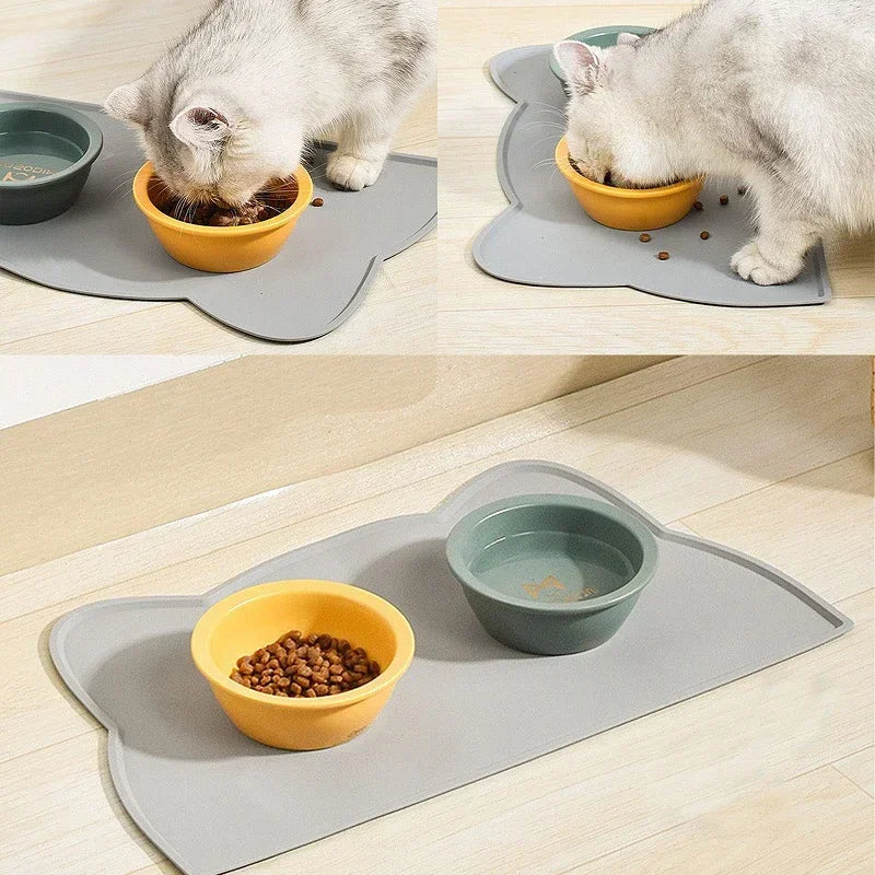 Pet Placemat Feeding Mat for Cats and Dogs Waterproof Leakage Food with Nonspill Nonslip Easy to Clean Silicone Placemats
