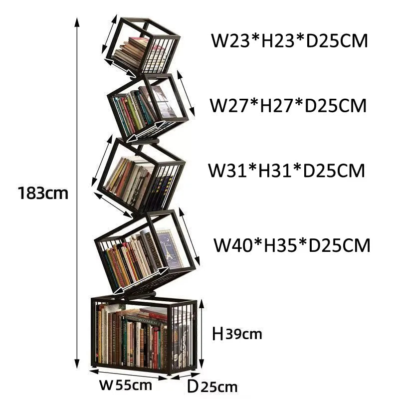 Modern Living Room Decor Iron Art Shelf Office Study Bookcase Multi-layer Storage Rack for Organizing Books And Decorations