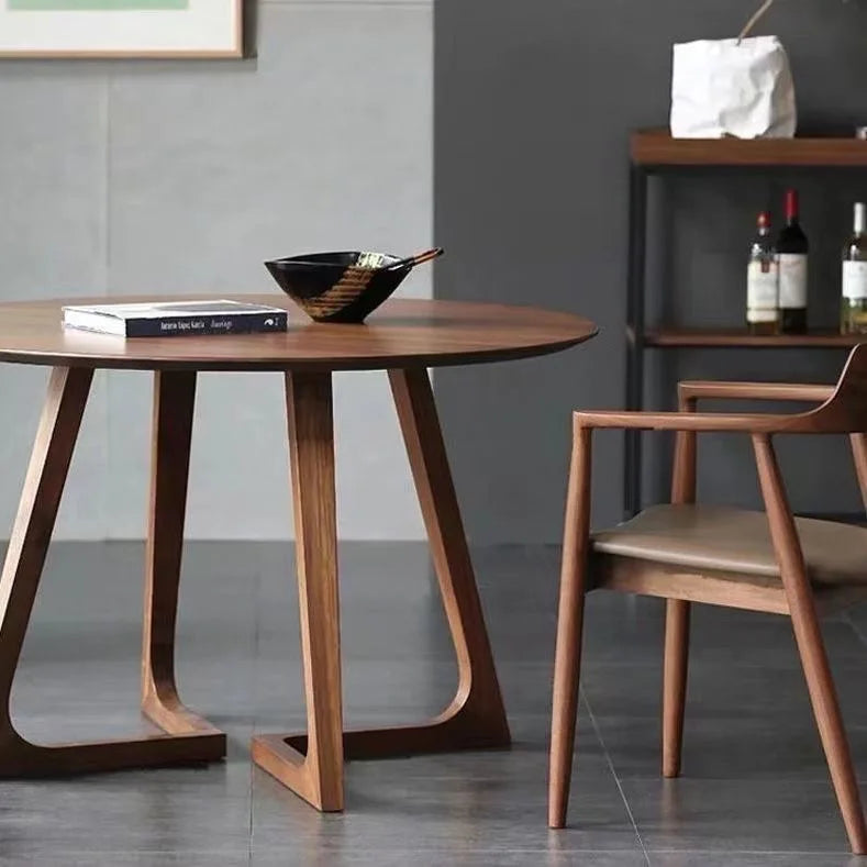 High-End Minimalist Solid Wood round Dining Table Compact Home Use Ideal for Apartments Home Furniture