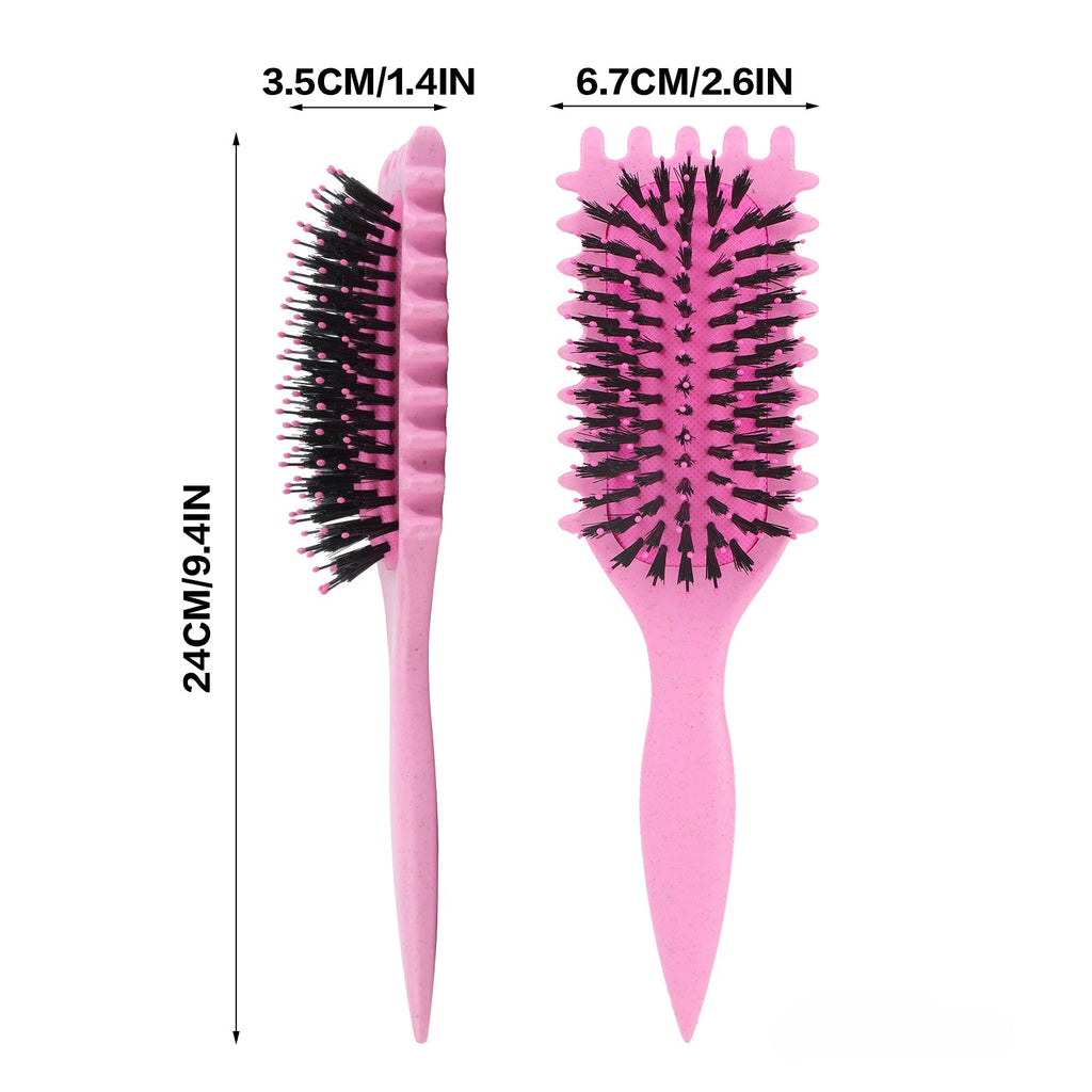 Salon Bursh Curly Hair Styling Brush: Defined Curls on Wet Hair- Nylon Bristles Detangling Volumizing Comb for All Hair Type