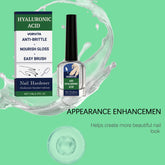 Nail Care Serum Gentle Moisturizing packaging and application showing a hand with manicured nails.