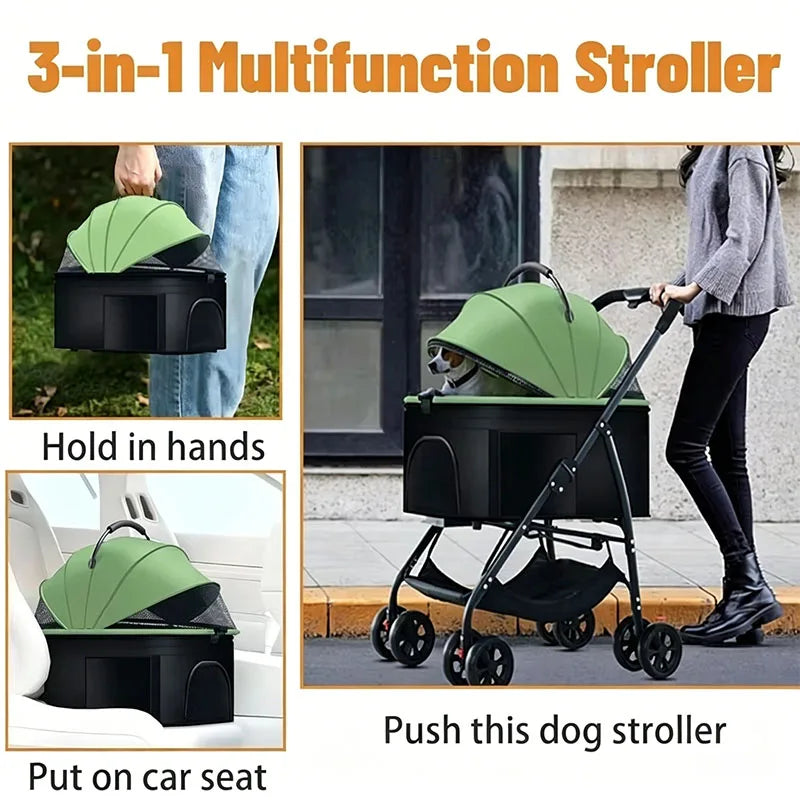 Pet Car Strollers 3in1 Lightweight Foldable Specifically Designed for Walking Dogs Infants Medium-sized Small Dogs Cats Outdoor