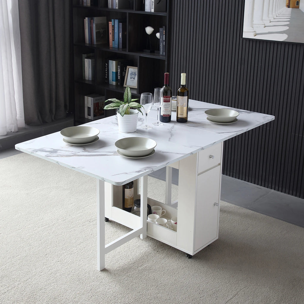 Multifunctional Dining Table Expandable Dining Table Storage Space Saving Rectangular Dining Table
