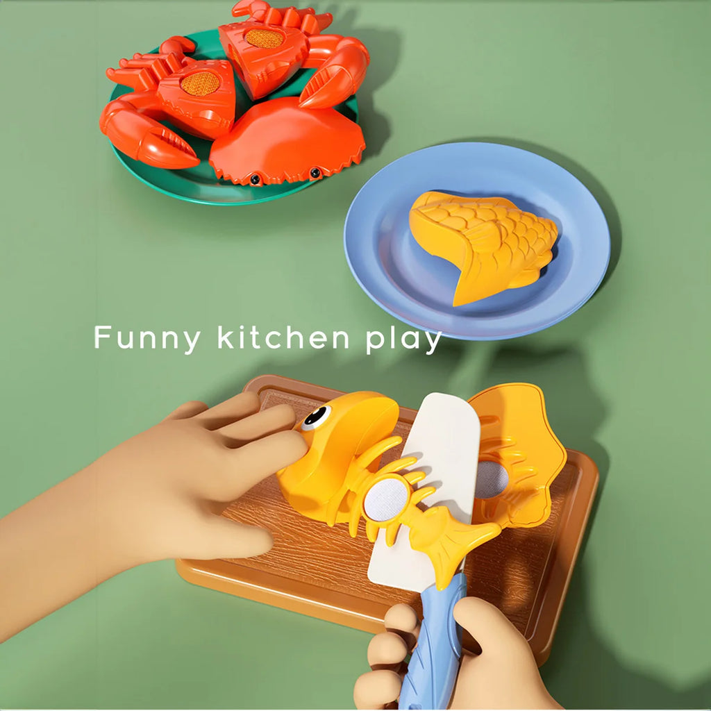 Kitchen Set Cutting Play Food Toys Pretend Cooking Fruit &Vegetables&Fast Food for Toddler&Baby,Educational Gift for Girls Boys