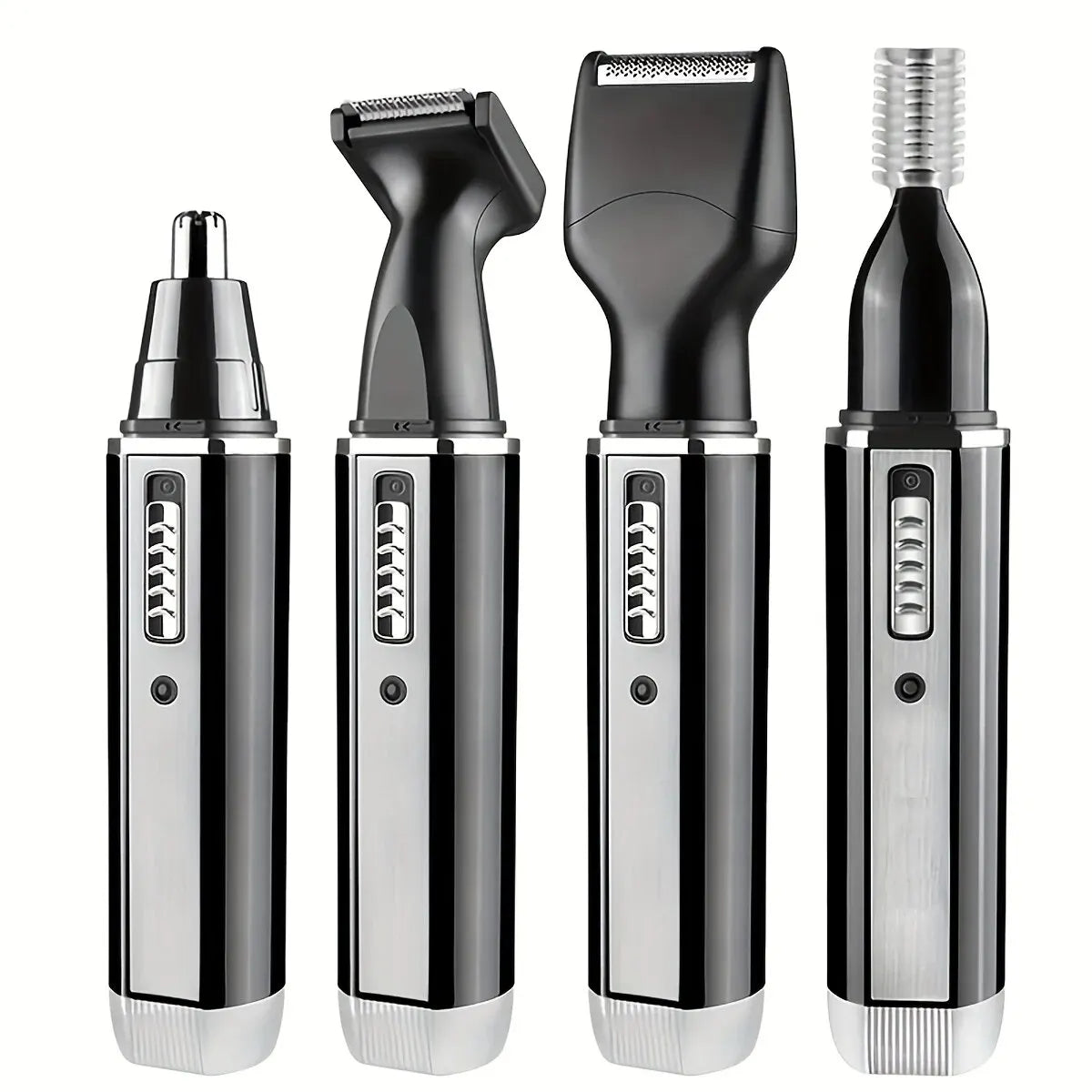 Men's 4-in-1 Electric Grooming Kit, Rechargeable, for trimming hair, beard, nose hair, and ear hair. Precise cleaning with gentl