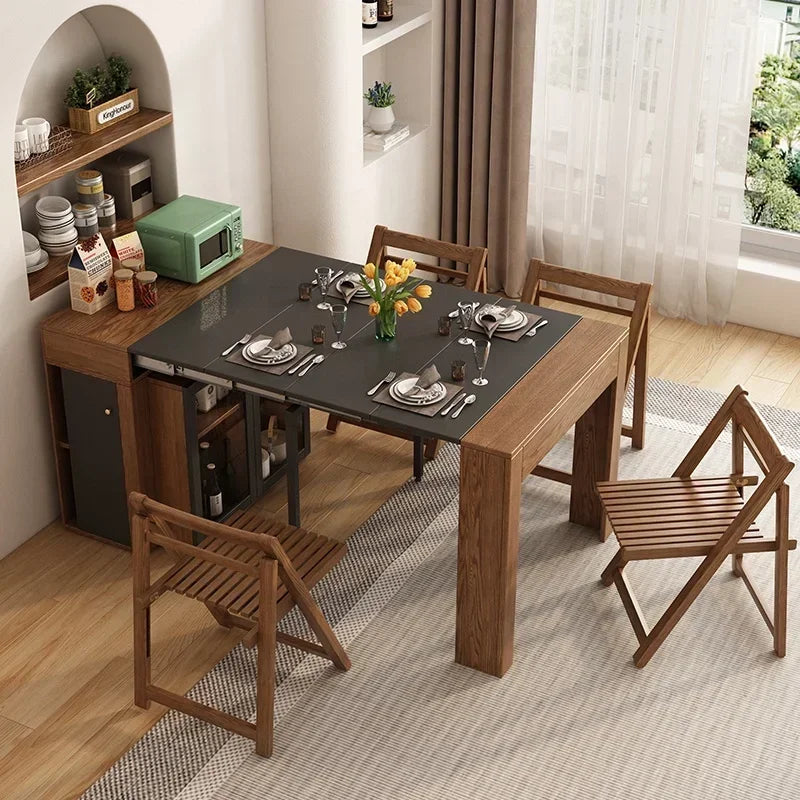 Modern Extendable Dining Table, Multi-functional Folding Wood Color ,Customizable Home Furniture ,Kitchen Table