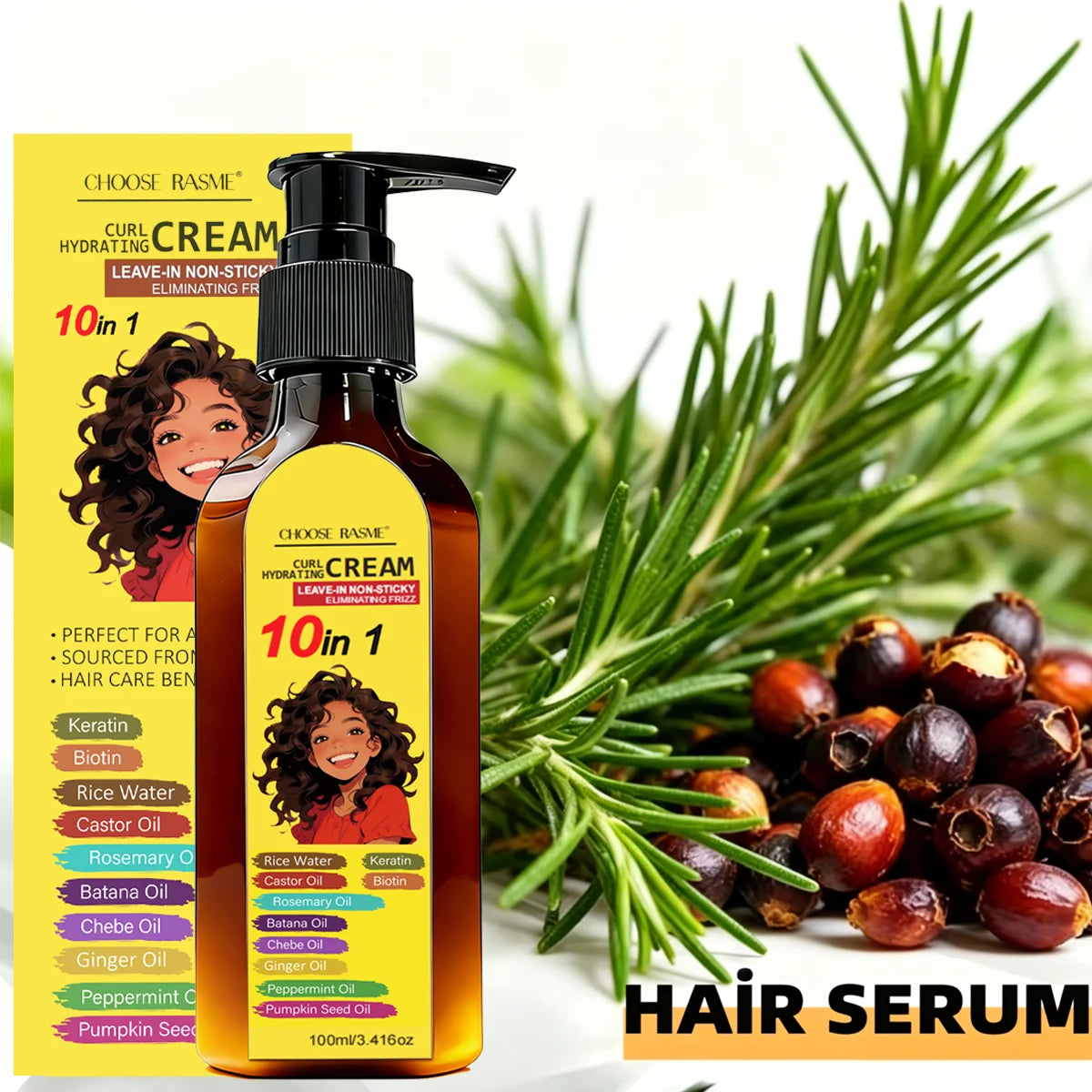 Curly Hair Care Kit, 10-in-1 Curl Cream, Batana Oil Serum & Hair Mask, Nourishing & Defining for Natural Curls