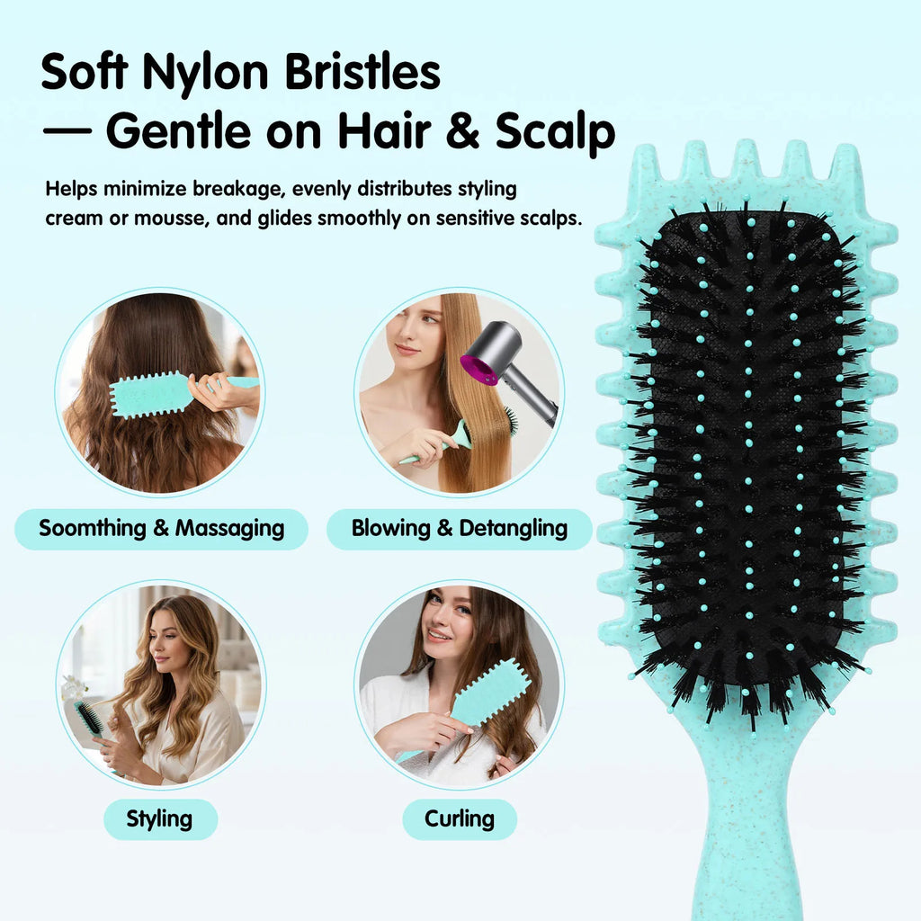 Salon Bursh Curly Hair Styling Brush: Defined Curls on Wet Hair- Nylon Bristles Detangling Volumizing Comb for All Hair Type
