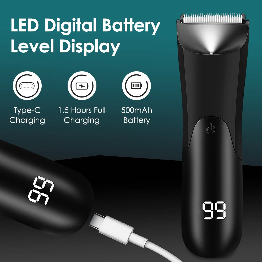 Men's Groin Body Hair Trimmer Electric Shaver For Men Ball Pubic Private Areas Hair Removal Chest Arm Leg Shaving Machine Razor