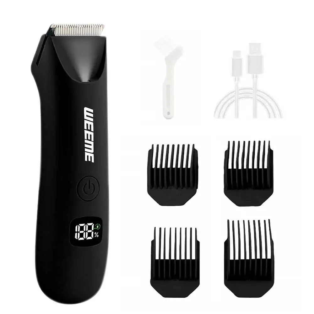 Men's Body Grooming Trimmer with Digital Display, Multi-Functional Electric Hair Removal, Portable Quick Body Hair Trimmer