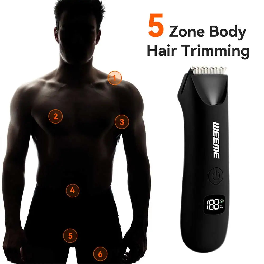 Men's Body Grooming Trimmer with Digital Display, Multi-Functional Electric Hair Removal, Portable Quick Body Hair Trimmer