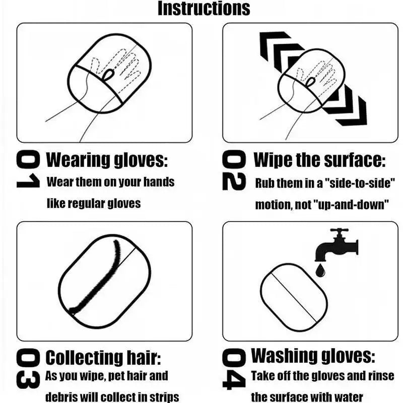 Pet Hair Removal Tool Reusable Static Removal Gloves, Double-Sided Grooming Gloves for Pets, Removes Pet Fur Hair for Carpets