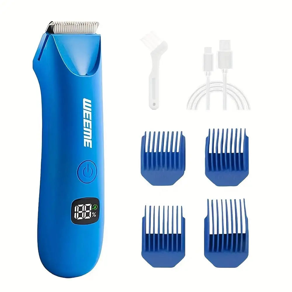 Men's Body Grooming Trimmer with Digital Display, Multi-Functional Electric Hair Removal, Portable Quick Body Hair Trimmer