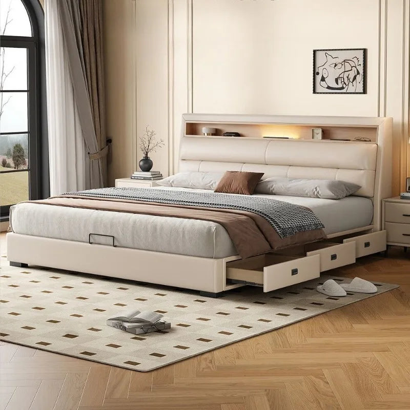 Bedsrooms Frame Beds Modern Headboard Storage Luxury Beds Multifunctional Unique Muebles Para El Hogar House Accessories