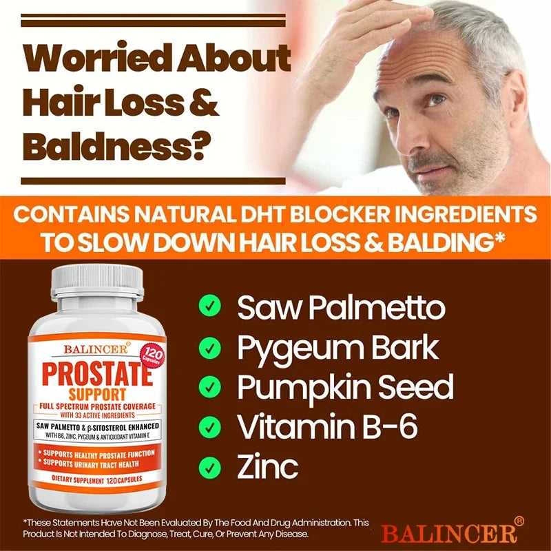 Beta-Sitosterol Saw Palmetto Capsules for Men's Prostate Health Vitamins Supports Hair Growth Men's Health Urinary Tract Health
