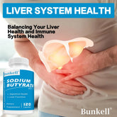 Sodium Butyrate Gut Health Supplement by Bunkell, promoting digestive health and liver function, 120 capsules.