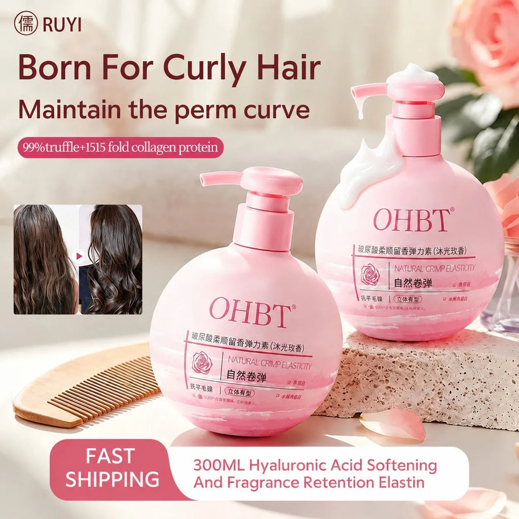 300ML curly hair care elastin, Q elasticity shaping for perm, moisturizing and anti frizz, natural fluffiness, smooth and glossy