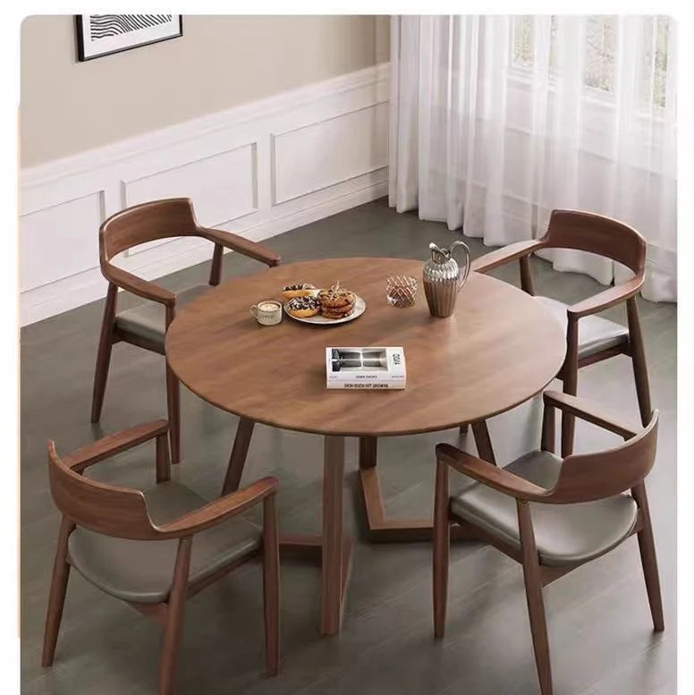 High-End Minimalist Solid Wood round Dining Table Compact Home Use Ideal for Apartments Home Furniture