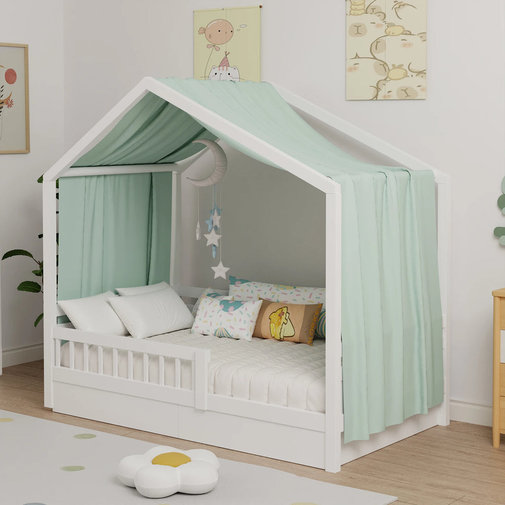 House Bed Canopy, Canopy House Beds Made of Cotton Muslin, Fabric Canopy for House Canopy Bed Children's Room Decoration