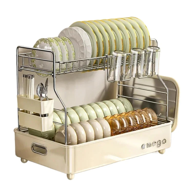 Kitchen Dish Storage Shelf, Multifunctional Countertop Organizer, Detachable Easy-Clean Plate Rack, Durable Sturdy Design