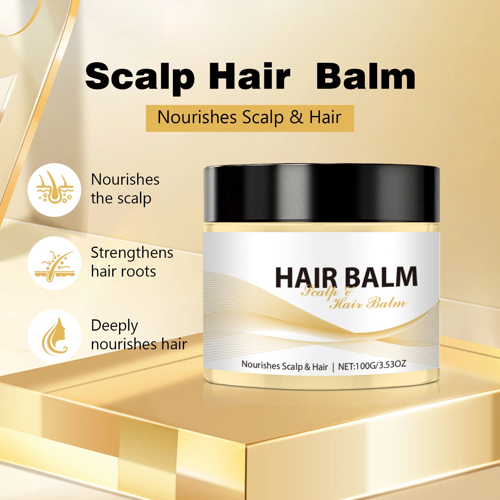 Scalp Hair Balm 100g Nourishes Strengthens Hair Roots Reduces Frizz Repairs Damage Deep Conditioning Care for Smooth Shiny Hair