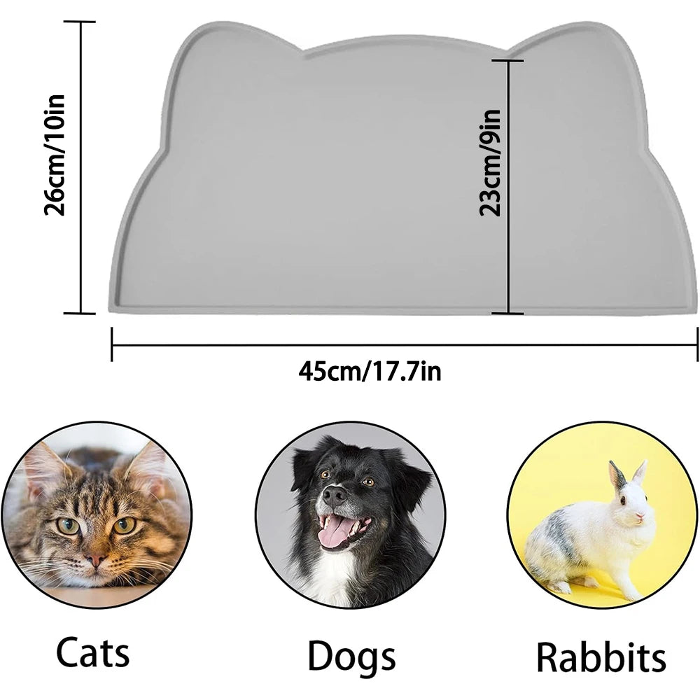 Pet Feeding Mat For Dogs & Cats Multiple Colors Silicone Waterproof washable Cat Food Bowl Mat With Raised Edge Cat Dog Placemat
