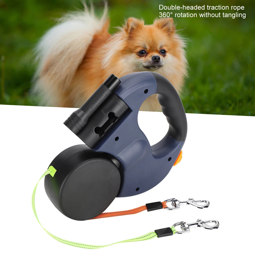 Pet Product Pet Walking  Automatic Extendable Flexible Dog Cat Traction Rope Dual Headed Hand Holding with LED Light