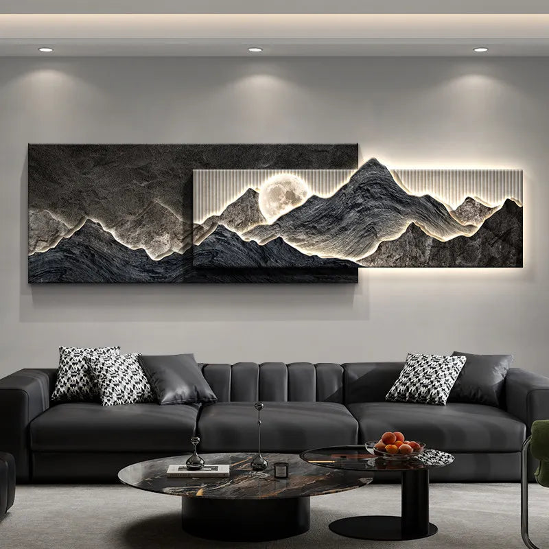 Modern Living Room Decoration Painting Led Luxury Sofa Background Wall Painting Lamp Landscape Luster Hanging Home Appliance