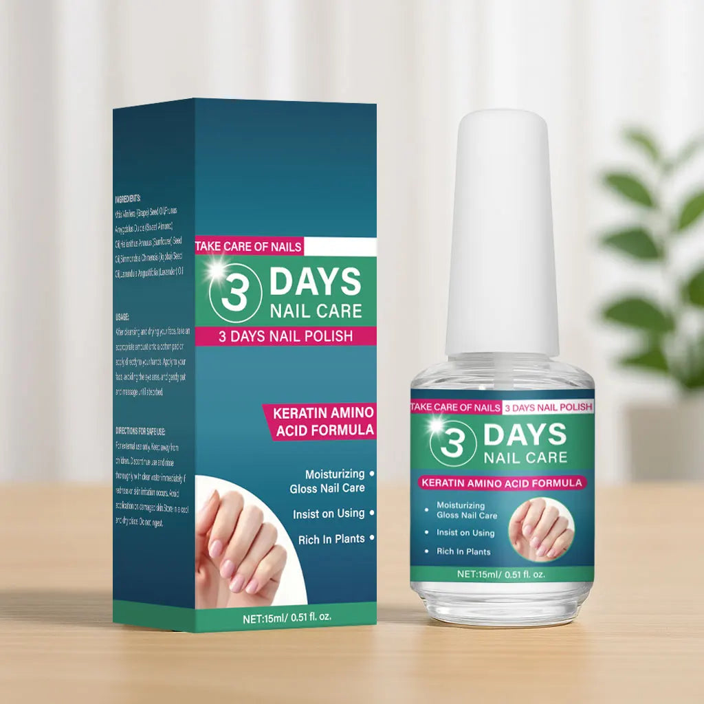 3 Days Nail Care Oil Keratin Amino Acid Formula Fast Dry 90s Salon Shine No Chip Deep Moisture Nail Strengthener,15ml