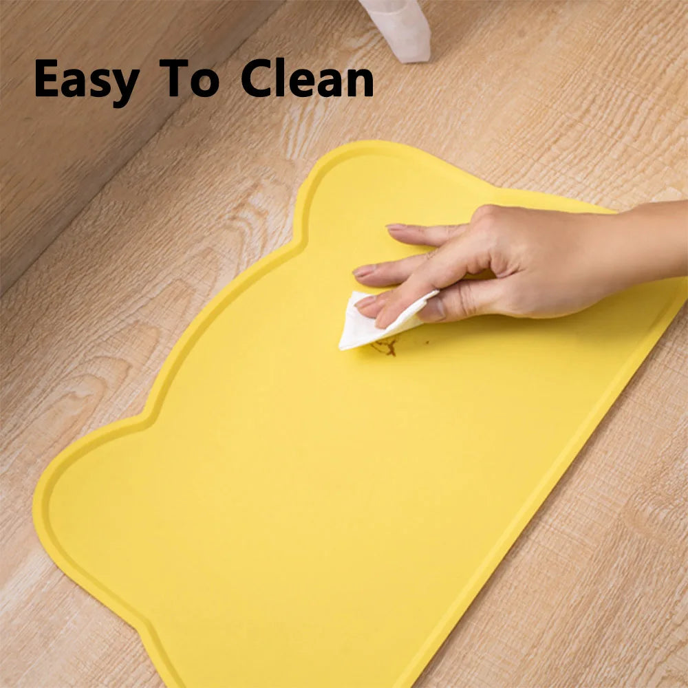 Pet Feeding Mat For Dogs & Cats Multiple Colors Silicone Waterproof washable Cat Food Bowl Mat With Raised Edge Cat Dog Placemat