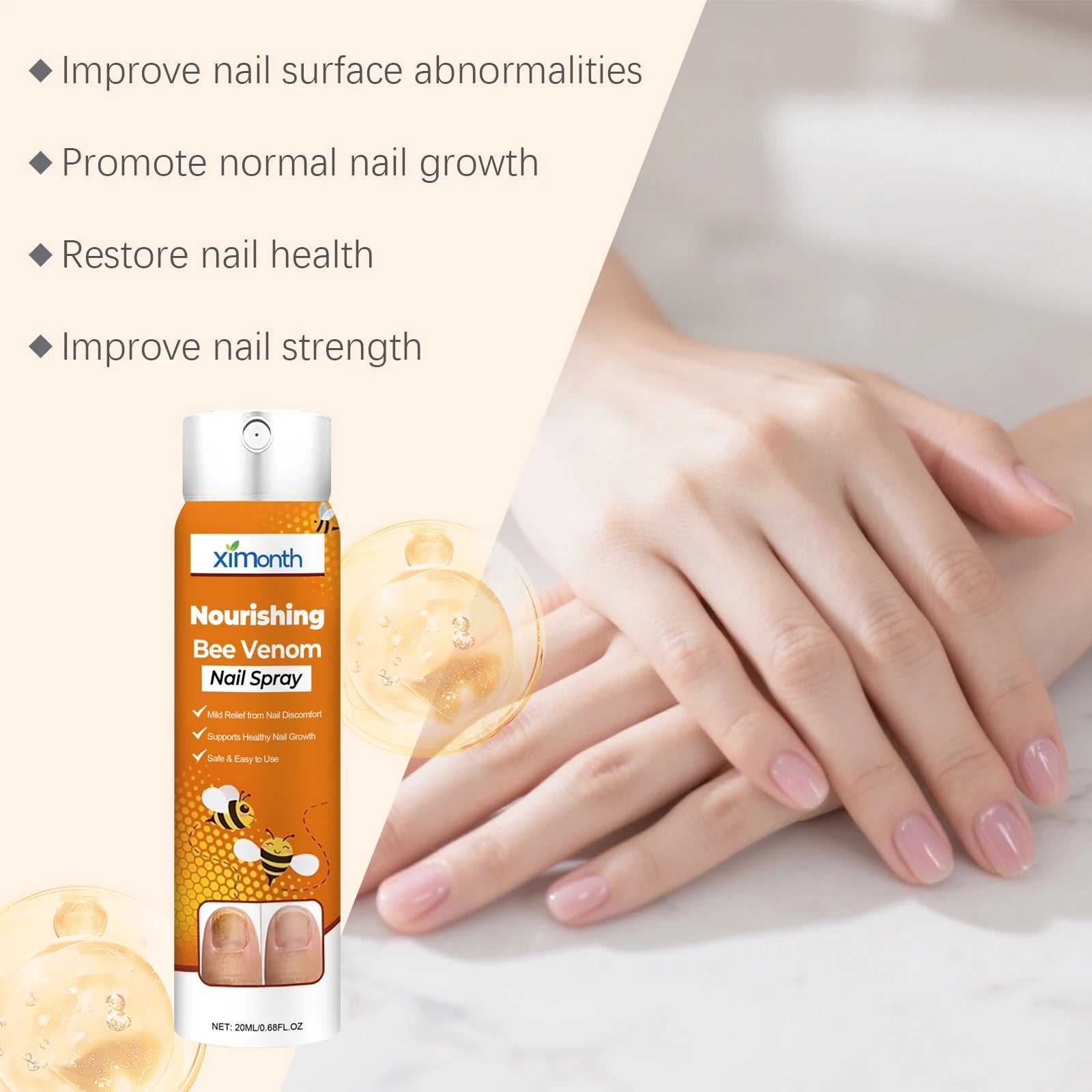 Nail Nourishing Spray Gentle Care for Hands and Feet, Strengthens Nails, Moisturizes, and Softens Cuticles