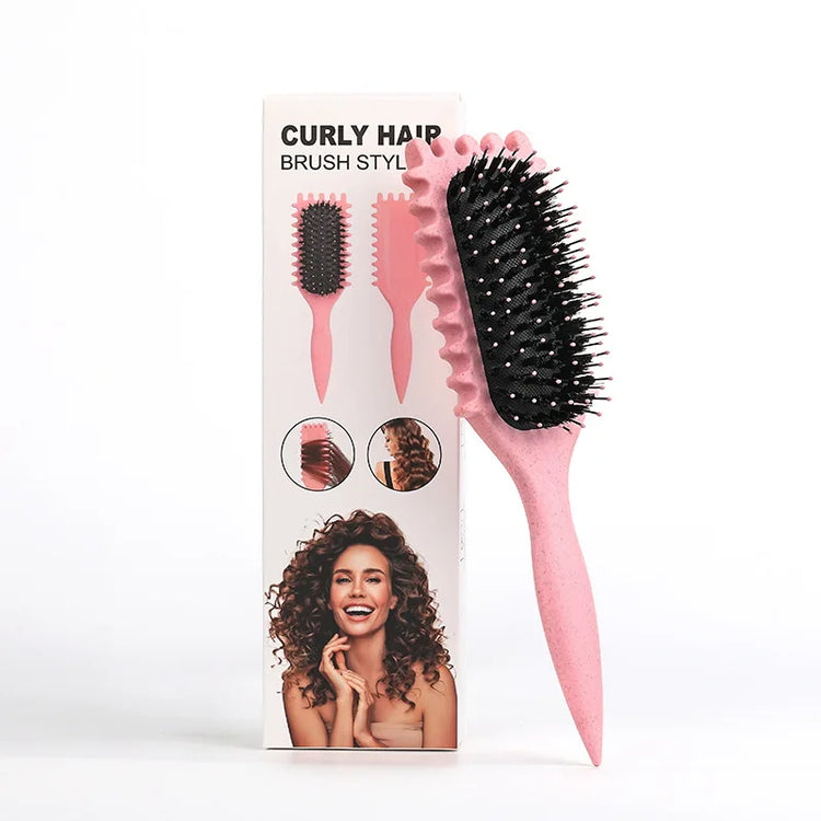 Salon Bursh Curly Hair Styling Brush for defined curls, featuring nylon bristles and colorful design options.
