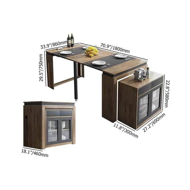 Multifunctional Dining Table Expandable Dining Table Storage Space Saving Rectangular Dining Table