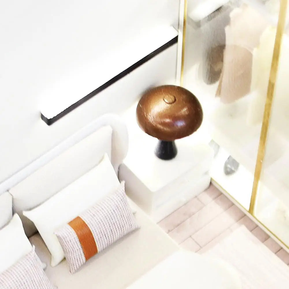 Bedroom Miniature Double Bed And Beddings New Cream Style Miniature Furniture Decoration