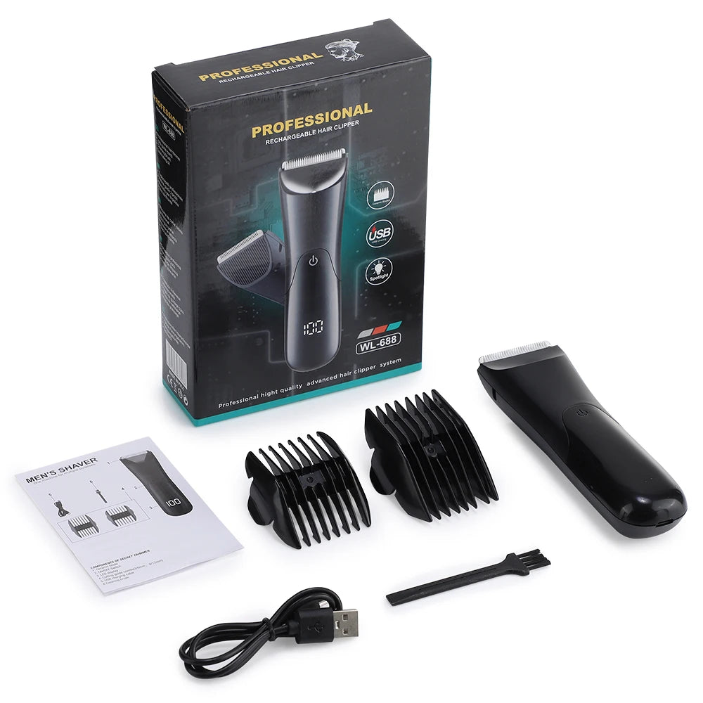 Men's Groin Body Hair Trimmer Electric Shaver For Men Ball Pubic Private Areas Hair Removal Chest Arm Leg Shaving Machine Razor