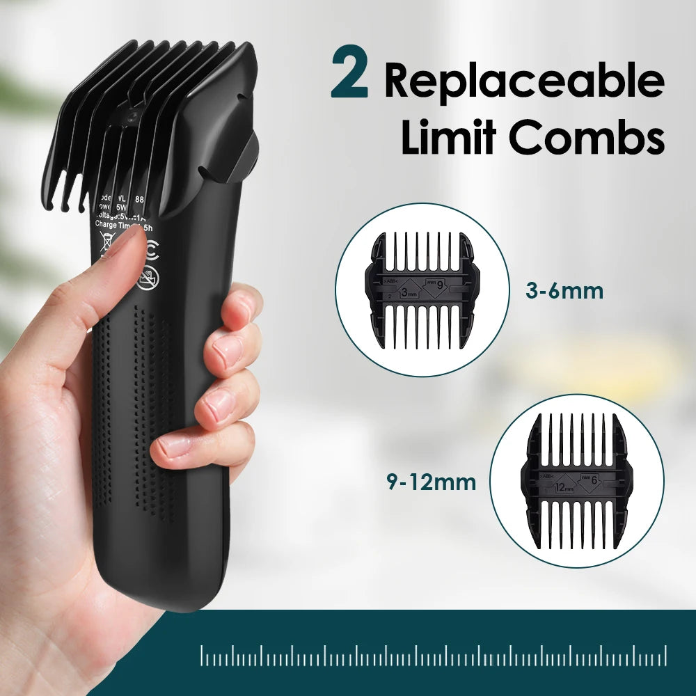 Men's Electric Groin Body Hair Trimmer with LED Light Includes 2 Guard Attachments Ceramic Blade Head Wet And Dry Shaver